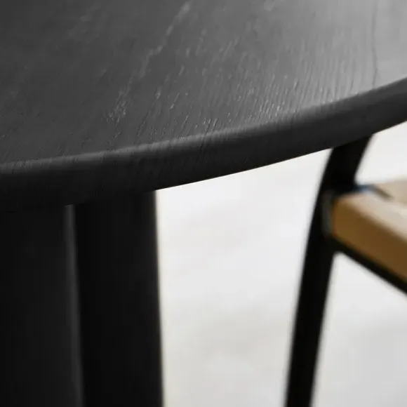 4-Seater Round Dining Table - Black Wood