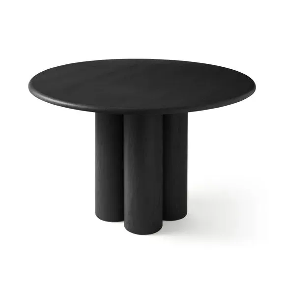 4-Seater Round Dining Table - Black Wood