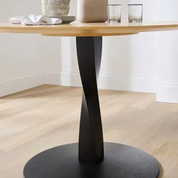4-Seater Round Dining Table - Black, Wood