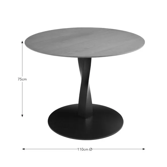 4-Seater Round Dining Table - Black, Wood