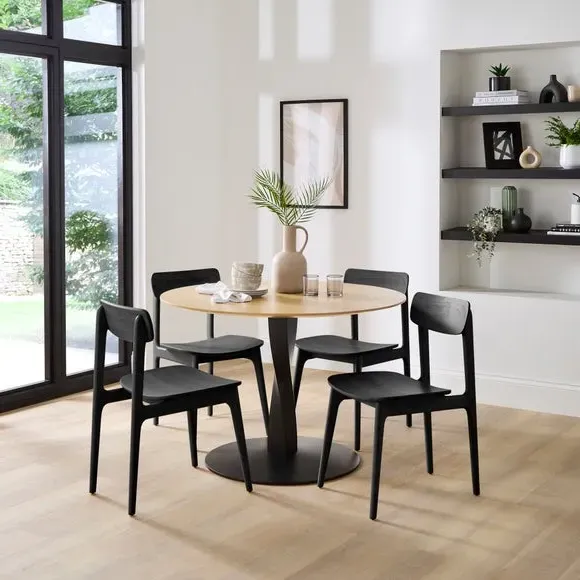 4-Seater Round Dining Table - Black, Wood image