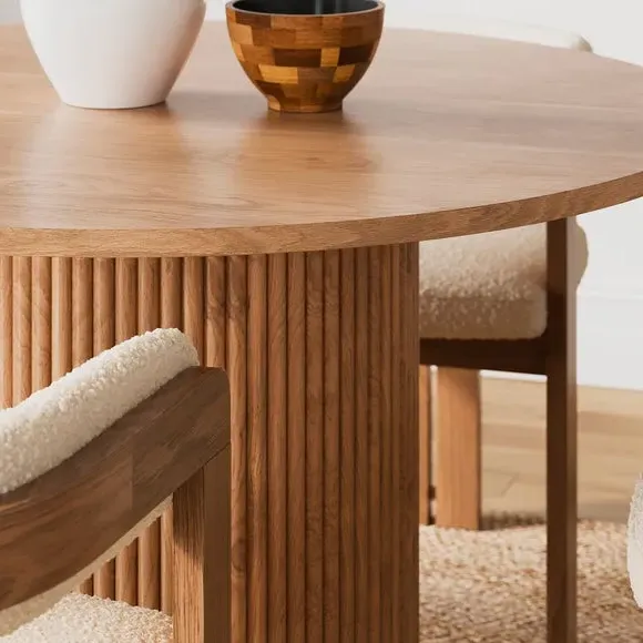 4-Seater Round Dining Table - Dark Stained Wood