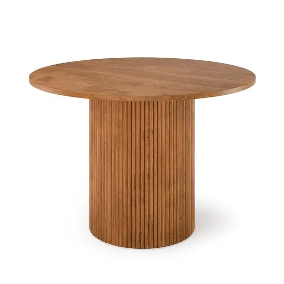 4-Seater Round Dining Table - Dark Stained Wood
