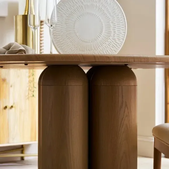 4-Seater Round Dining Table - Dark Wood