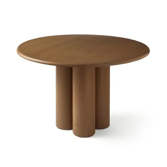 4-Seater Round Dining Table - Dark Wood