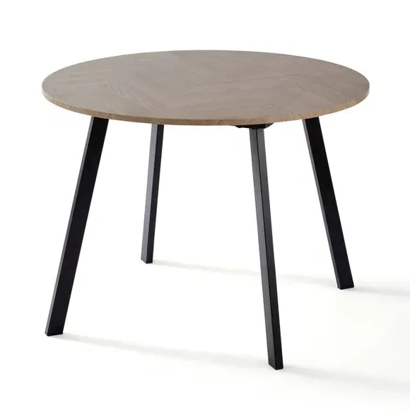 4-Seater Round Dining Table - Dark Wood, Veneer