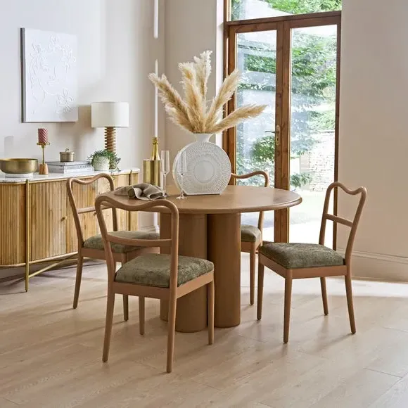 4-Seater Round Dining Table - Dark Wood