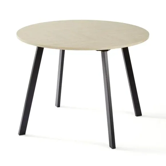 4-Seater Round Dining Table - Light Wood, Veneer