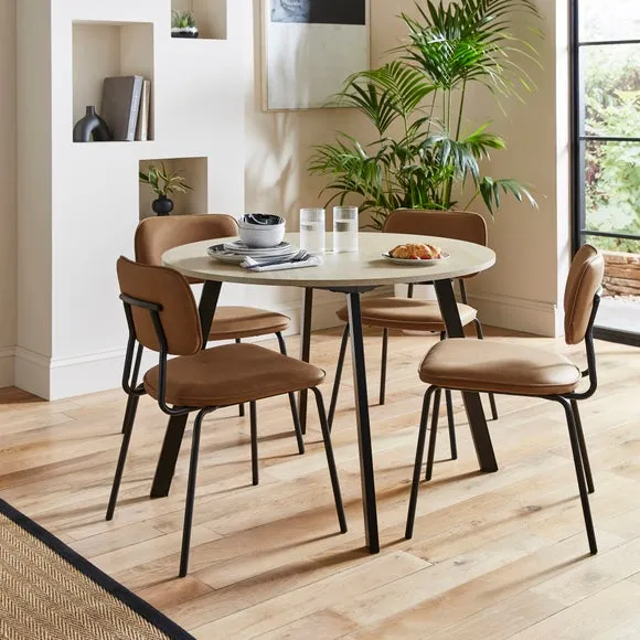 4-Seater Round Dining Table - Light Wood, Veneer image