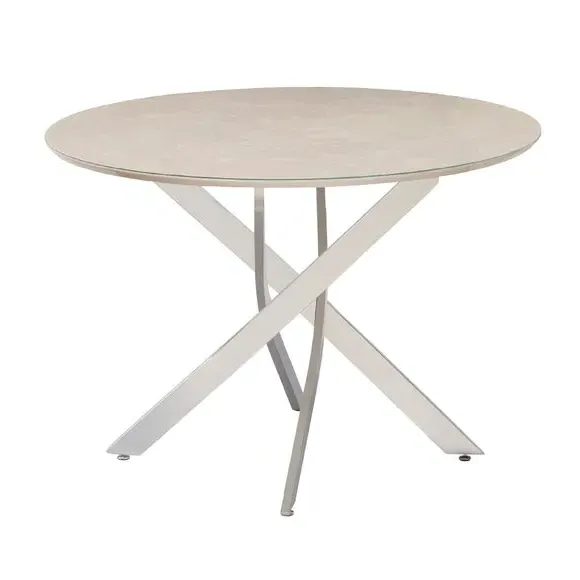 4-Seater Round Dining Table - Natural Marble, Glass