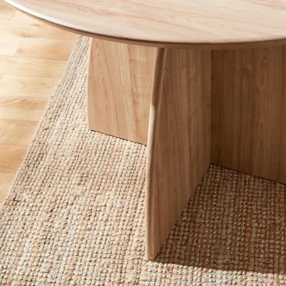 4-Seater Round Dining Table - Natural, Wood Effect