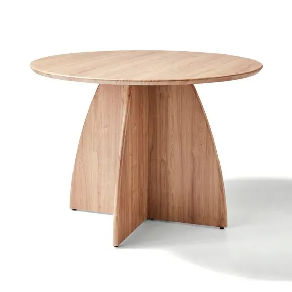 4-Seater Round Dining Table - Natural, Wood Effect