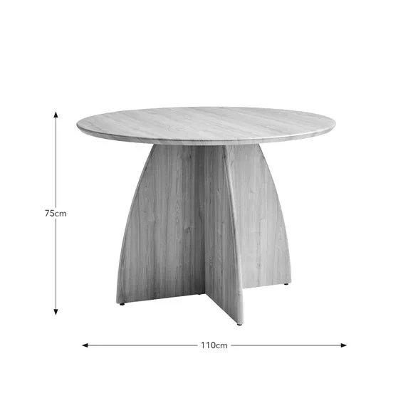 4-Seater Round Dining Table - Natural, Wood Effect