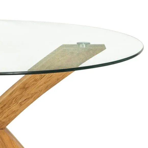 4-Seater Round Dining Table - Oak, Glass