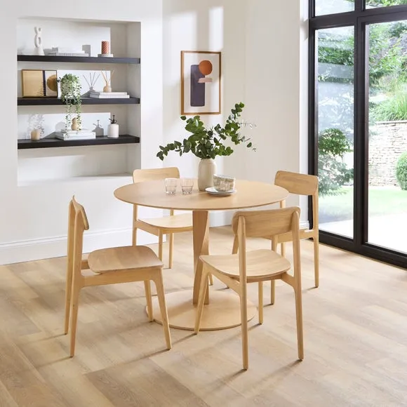 4-Seater Round Dining Table - Oak, Wood