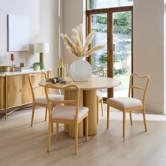 4-Seater Round Dining Table - Oak, Wood