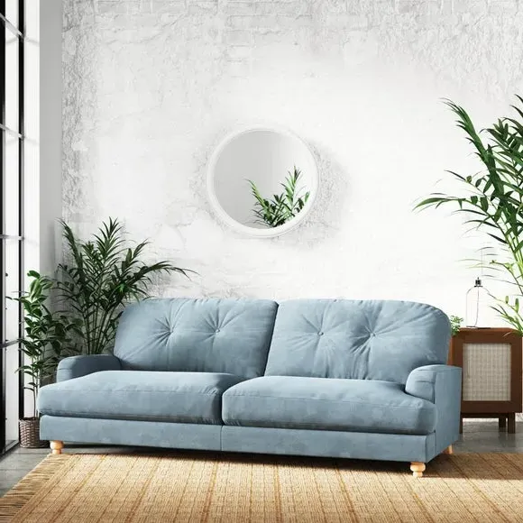 4-Seater Sofa Chesterfield Style - Aqua, Chenille