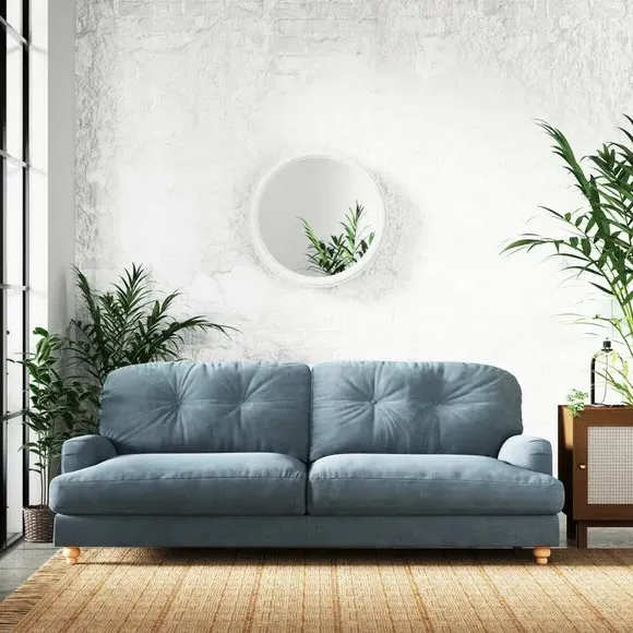 4-Seater Sofa Chesterfield Style - Aqua, Chenille image