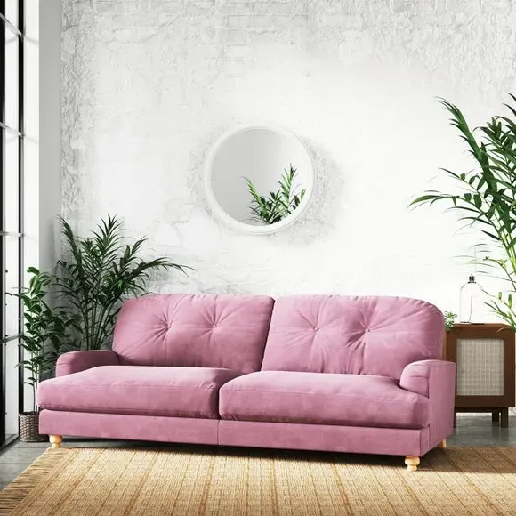4-Seater Sofa Chesterfield Style - Berry, Chenille