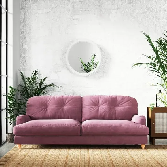 4-Seater Sofa Chesterfield Style - Berry, Chenille