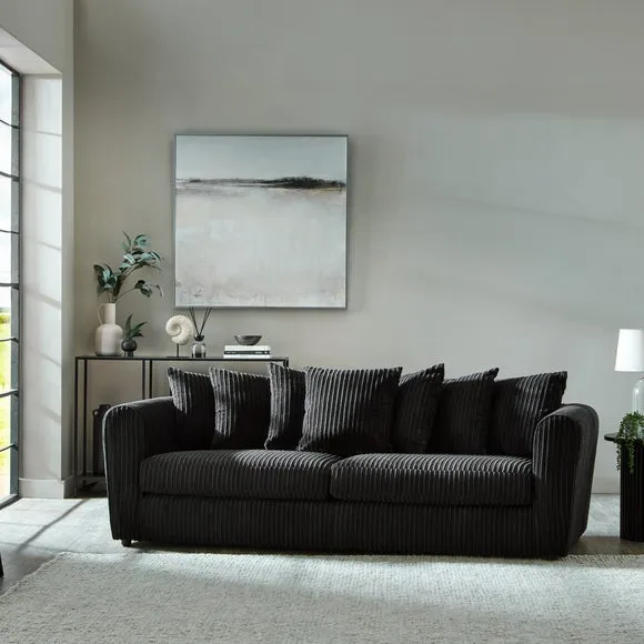 4-Seater Sofa Curved Arms - Black, Jumbo Cord