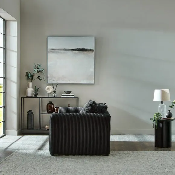 4-Seater Sofa Curved Arms - Black, Jumbo Cord