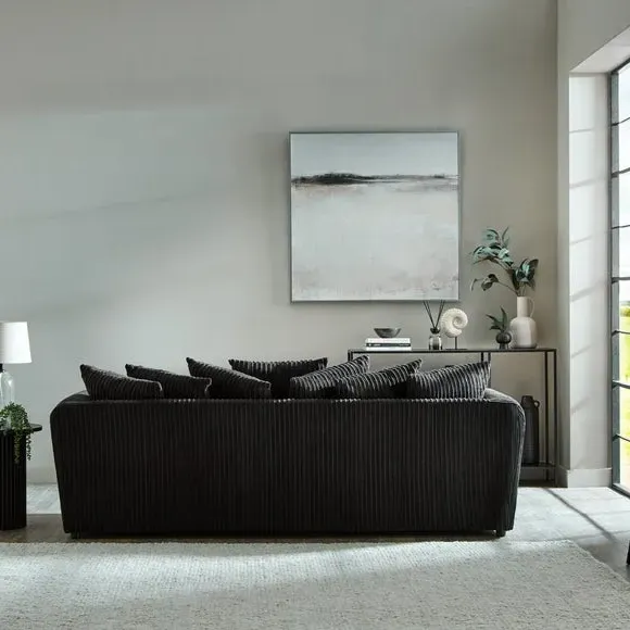 4-Seater Sofa Curved Arms - Black, Jumbo Cord