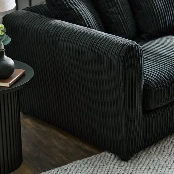 4-Seater Sofa Curved Arms - Black, Jumbo Cord