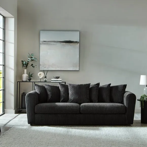 4-Seater Sofa Curved Arms - Black, Jumbo Cord image