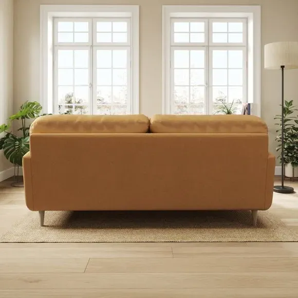 4-Seater Sofa with Button Back - Caramel, Velvet