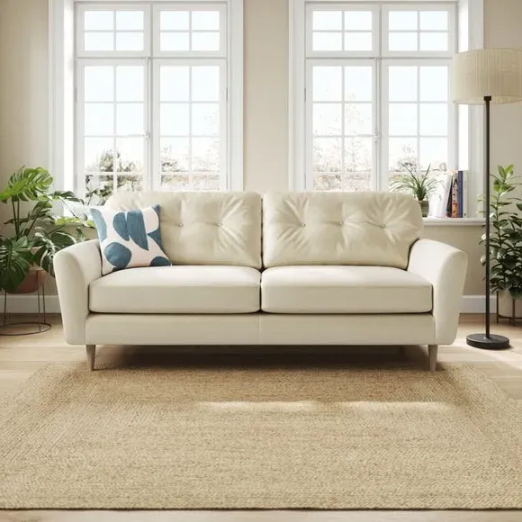 4-Seater Sofa with Button Back - Champagne, Velvet