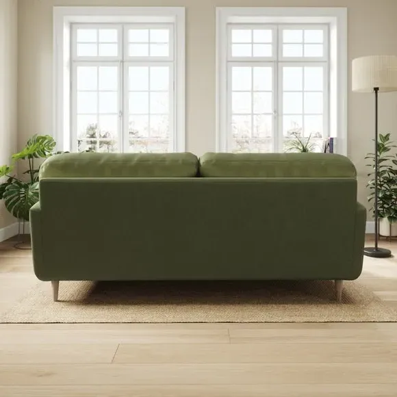 4-Seater Sofa with Button Back - Dark Olive, Velvet