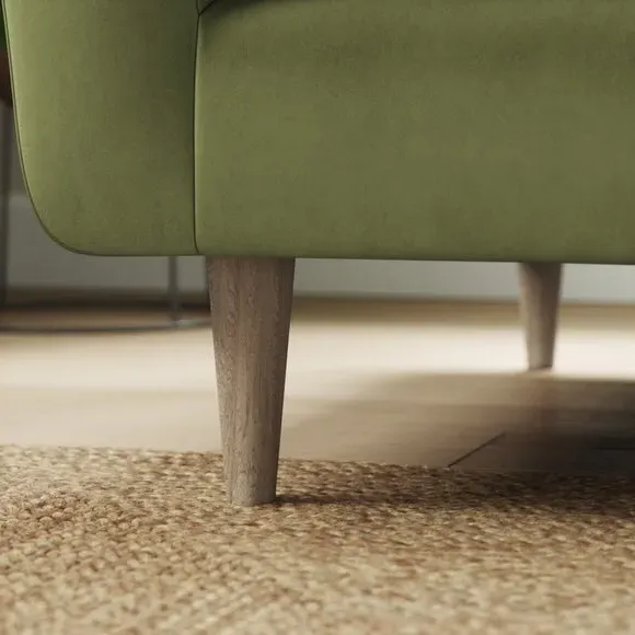 4-Seater Sofa with Button Back - Dark Olive, Velvet