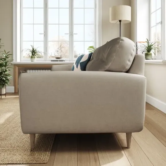 4-Seater Sofa with Button Back - Grey, Velvet