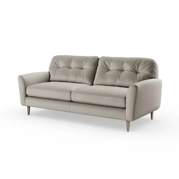 4-Seater Sofa with Button Back - Grey, Velvet