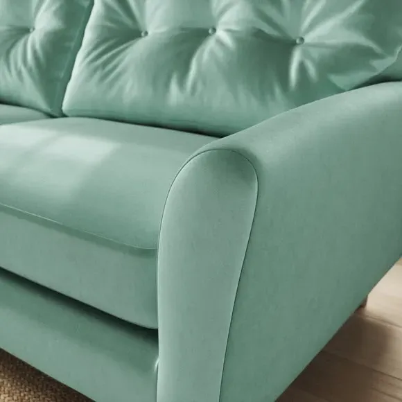 4-Seater Sofa with Button Back - Mineral, Velvet