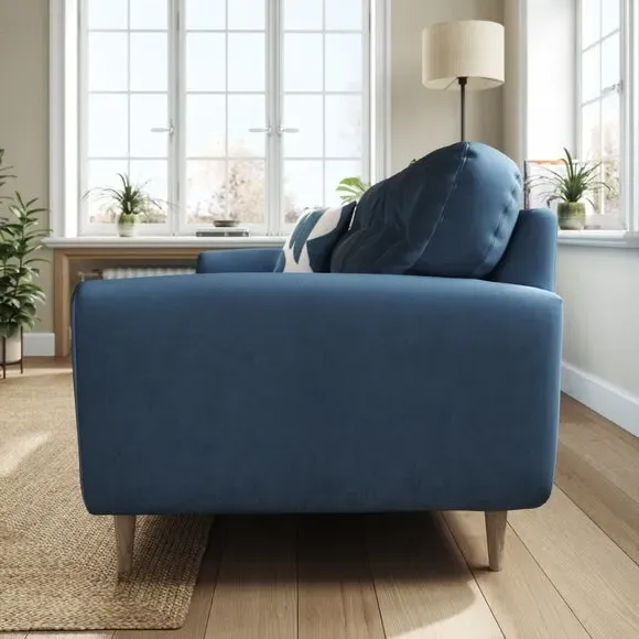 4-Seater Sofa with Button Back - Navy, Velvet
