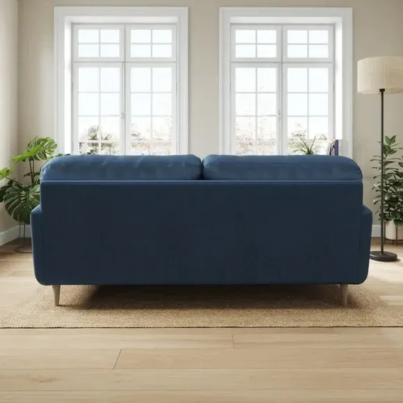 4-Seater Sofa with Button Back - Navy, Velvet