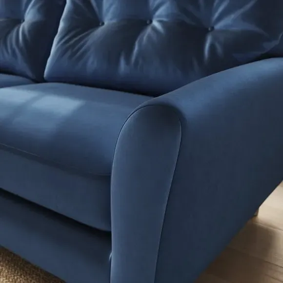 4-Seater Sofa with Button Back - Navy, Velvet