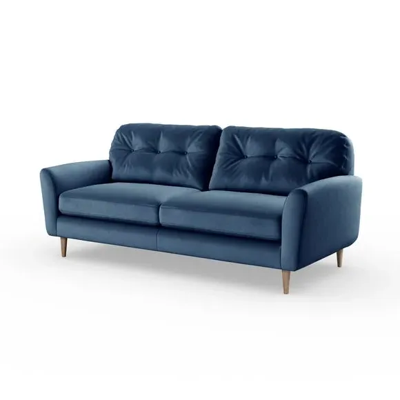 4-Seater Sofa with Button Back - Navy, Velvet
