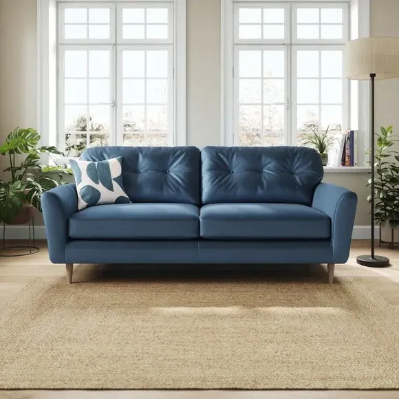 4-Seater Sofa with Button Back - Navy, Velvet