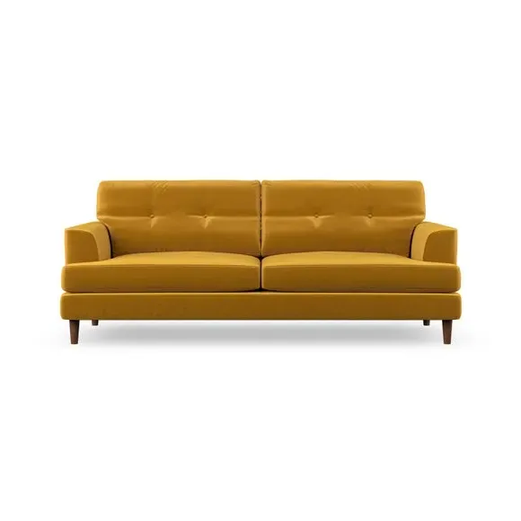 4-Seater Sofa with Button Detail - Amber Gold