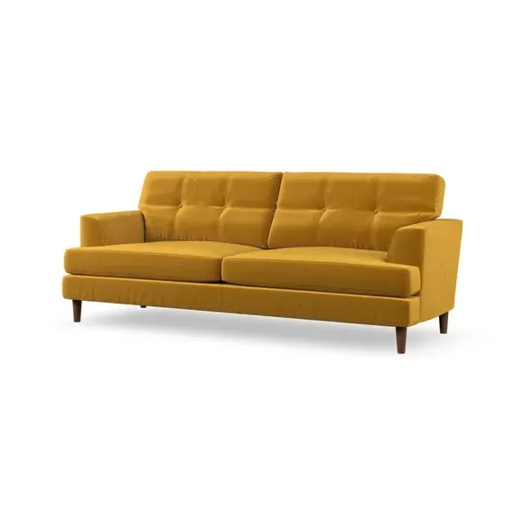 4-Seater Sofa with Button Detail - Amber Gold