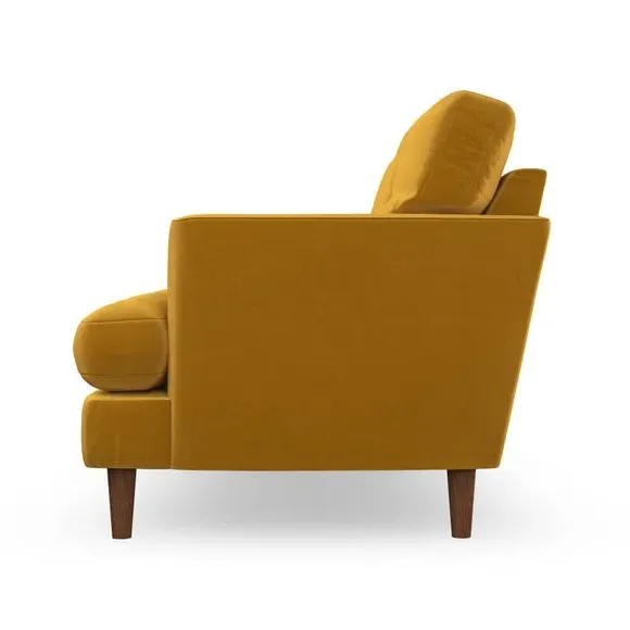 4-Seater Sofa with Button Detail - Amber Gold