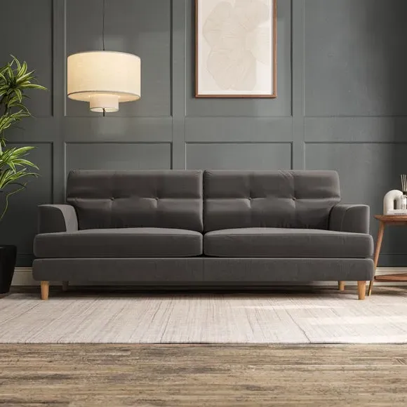 4-Seater Sofa with Button Detail - Charcoal
