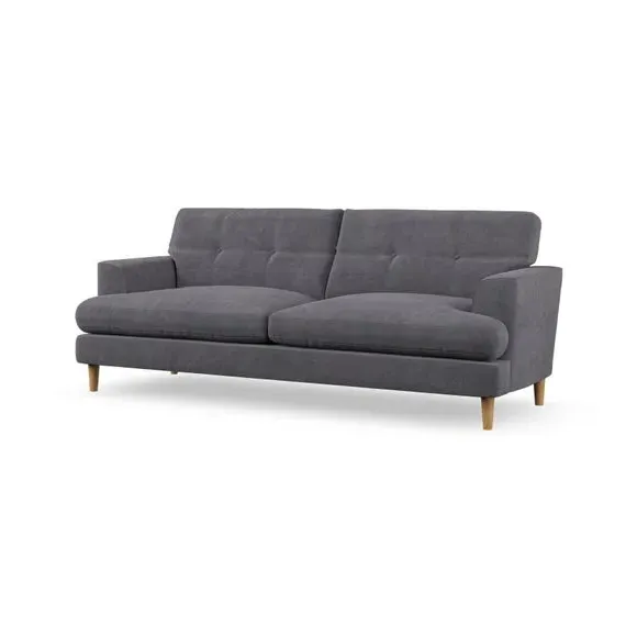 4-Seater Sofa with Button Detail - Grey