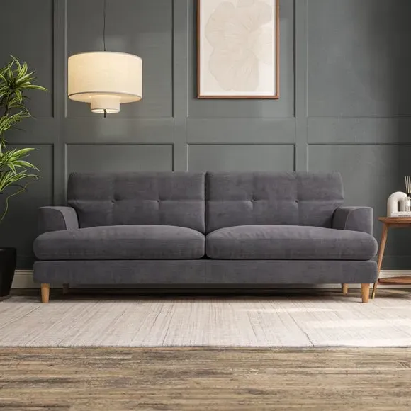 4-Seater Sofa with Button Detail - Grey