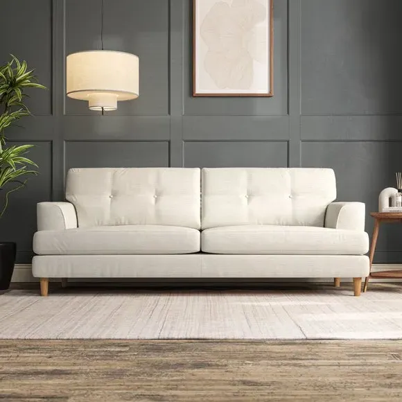 4-Seater Sofa with Button Detail - Ivory
