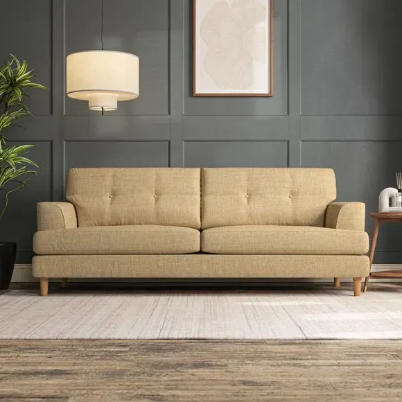 4-Seater Sofa with Button Detail - Ochre