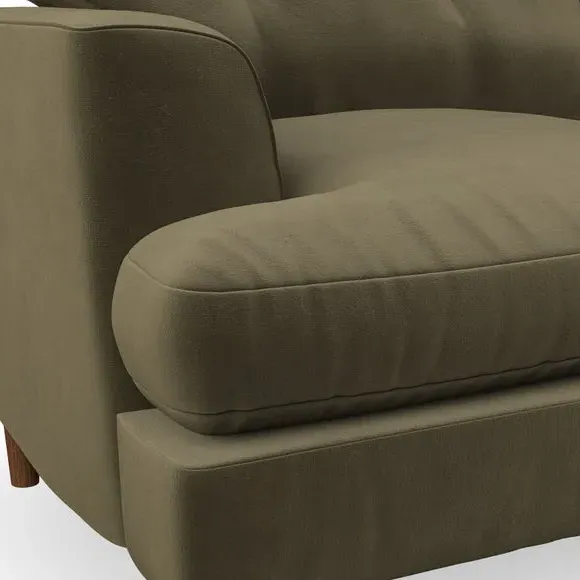 4-Seater Sofa with Button Detail - Olive
